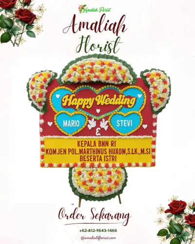 Karangan Papan Bunga Pernikahan di Klego
